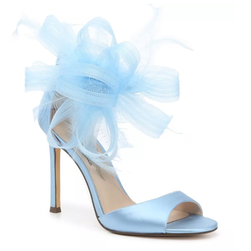 Nina Sky Blue Feathered Heels